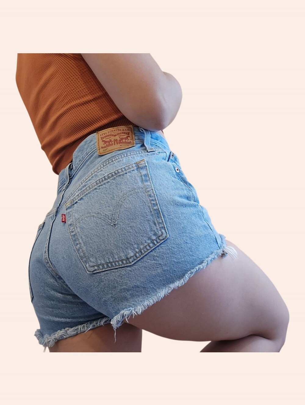 Levi's 501 Original High Rise Cut-Off Denim Shorts Luxor Baked Light Wash W30
